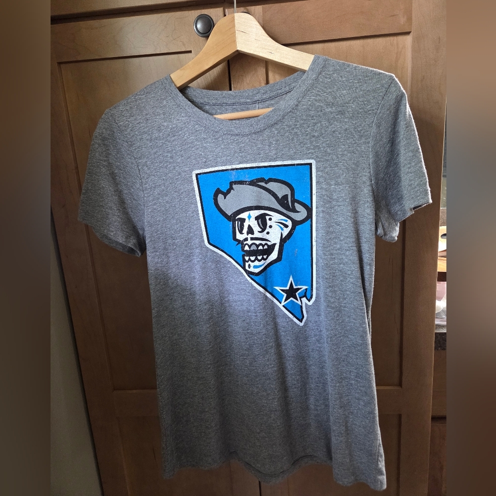 Las Vegas Aviators Reyes de Plata Logo Womens Tshirt- Grey- Size Large